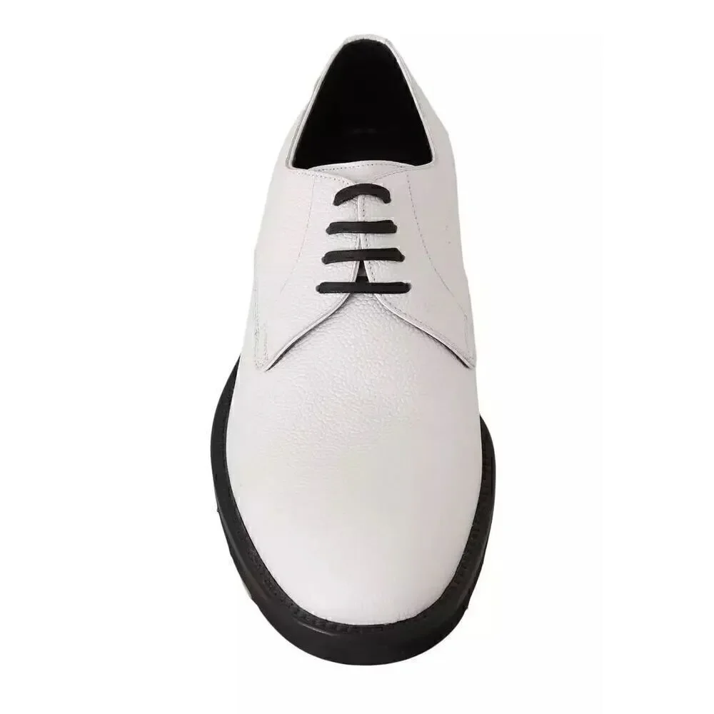 Dolce & Gabbana White Leather Derby Dress Formal Shoes-NWOT